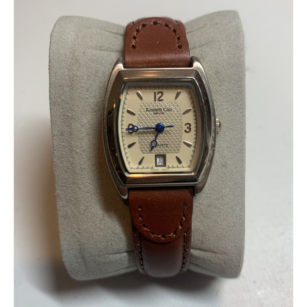 Kenneth Cole Women's Watch Silver Brown Leather Band